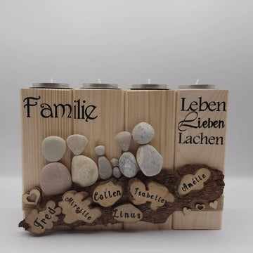 personalisierter Kerzenhalter - 4er (15x20x20 cm)