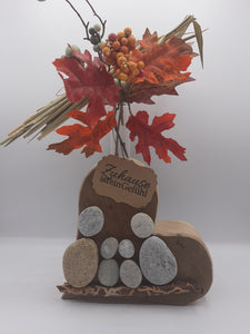 Naturholzherz mit integrierter Vase, personalisiert