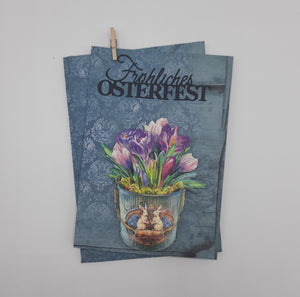 handgefertigte 3-D-Osterkarte mit Holzosterei