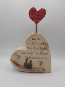 Naturholzherz mit integrierter Vase, personalisiert